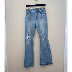 House Of Harlow High Rise Distressed Flare Jeans Released Hem Size 28